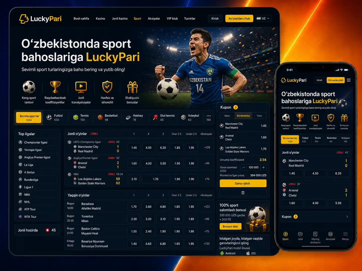 Sport Tikish Bo‘limi: Prematch, Live Va Asosiy Bozorlar