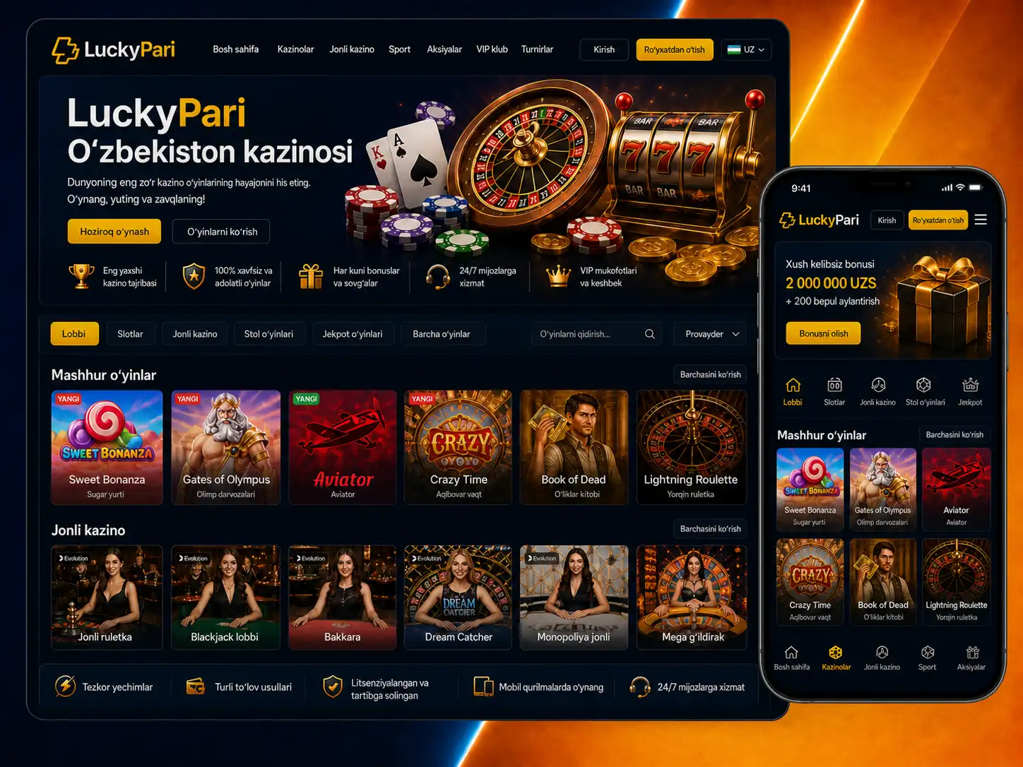 Casino Bo‘limi: Slotlar, Live Stollar Va Tez O‘yinlar